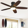 Black 42 Inch Ceiling Fan with Lights & Remote Control - Flush Mount Indoor/Outdoor