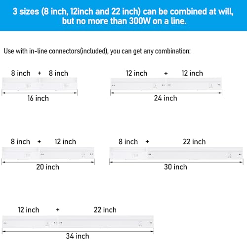 LED Under Cabinet Lighting 8 Inch 5CCT Dimmable Aluminum White 4-Pack - StableShine Series