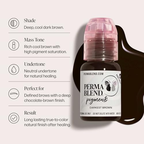 Perma Blend Darkest Brown Microblading Tattoo Ink 0.5 oz - Vegan, Skin-Safe, High-Quality Cosmetic Pigment