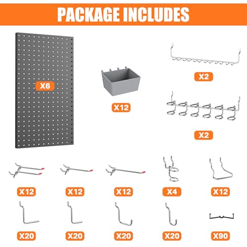 Garage Tool Organizer Boards Kit with Hooks - Black