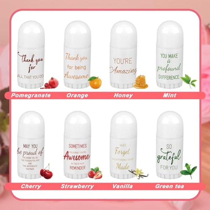 72 Pcs Worker Gifts Employee Appreciation Gifts Mini Lip Balm Bulk, 8 Assorted Flavor, Thank You Gift for Women Party Party Staff Coworker Volunteer Nurse Teacher Mother Day