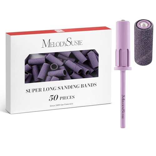 MelodySusie Portable Nail Drill 30000 RPM with 50 Pcs Nail Drill Bits Super Long Sanding Bands