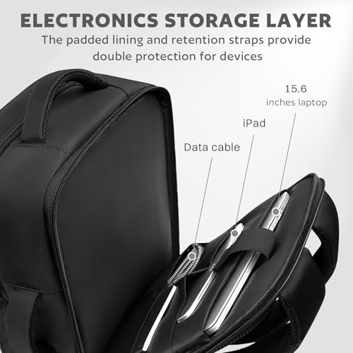 Barber Bag with Insulated Pocket, Portable Backpack for Clippers and Supplies, Travel Hairstylist Smart Bag with USB Charging Port, Water-resistant, Black