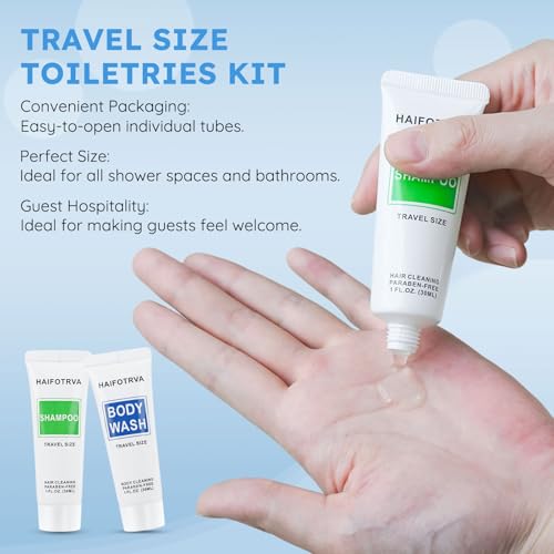 Travel Size Shampoo and Body Wash Bulk Pack of 50,Individually Wrapped 30ml/1 fl oz Small Size Hotel Supplies Portable Toiletries Amenities Bulk for Guests,Travel,Homeless,Charity