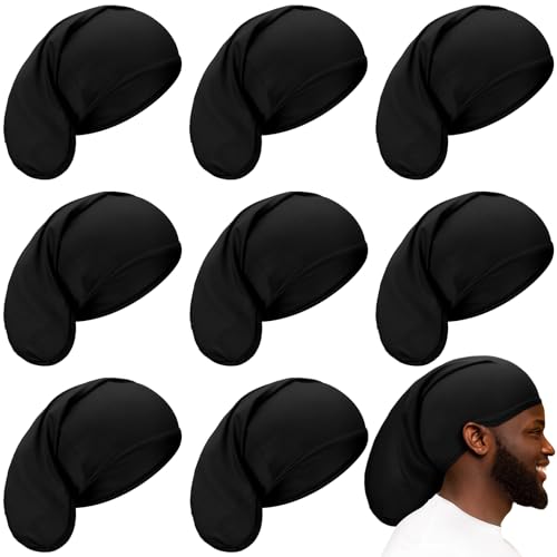 Men's Dreadlock Cap - Black Spandex Dread Lock Bonnet - One Size