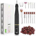 Cordless Nail Drill Electric Rechargeable File Kit, Professional Efile Acrylic Gel Nail Polish Remover Pedicure Manicure Machine Portable Set with 11 Bits 56 Sanding Bands for Salon Black