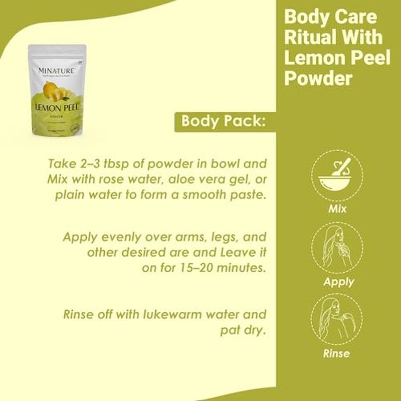 Lemon Peel (Citrus Limon) Powder by mi nature| 100% Pure and Natural | 227g,(8oz), (1/2 lb) | Vegan | Non-GMO | For Skin care | Used for Soap making | Stimulate hair growth