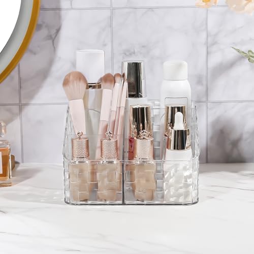Acrylic Makeup Brush Holder Organizer with 4 Slots - Clear L Variation