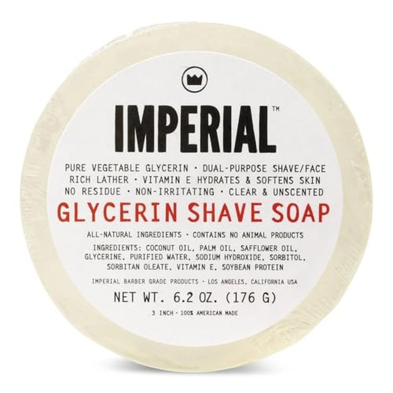 Imperial Barber Glycerin Soap Puck for Shave & Face Use, 6.2 oz