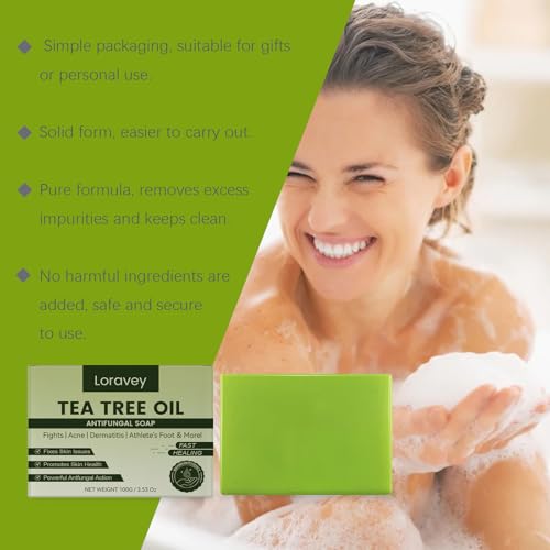 Antifungal Relief Soap Bar, New Tea Tree Oil Soap, Natural Foot & Body Soaps for Skin,Addresses Foot Discomfort,Cleans Pores,Gently Exfoliating Bar Soap for Men & Women,100g/3.52oz (2, 3.5Oz)