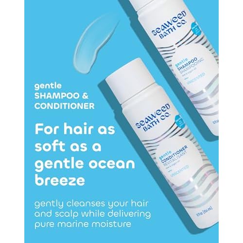 Seaweed Bath Co. Gentle Shampoo and Conditioner Set - Unscented - Nourishing Hair Care With Hyaluronic Acid, Aloe, Argan Oil, For Sensitive Scalps - 12 oz (Pack of 2)