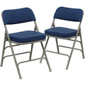 Navy Fabric & Gray Frame Folding Chairs Set of 2 - Heavy-Duty, Padded, Portable
