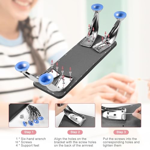 Black Microfiber Leather Nail Arm Rest for Tech, Removable Hand Support with Tools