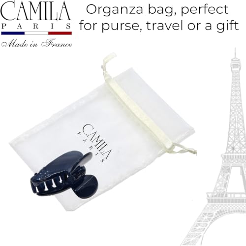Dark Blue French Hair Claw Clip for Thick Hair - 2.75 Inch, No Slip, Crystal Accents