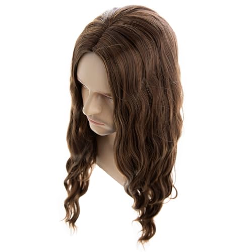 Long Wavy Brown Wig for Men - 26 Inch Synthetic Cosplay & Costume