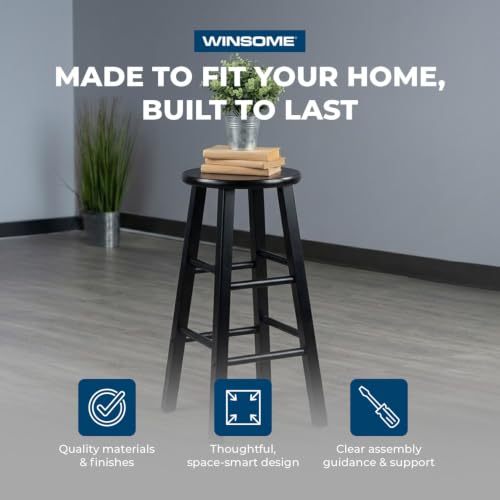 Winsome Element 2-Piece Black Bar Stool Set - 29 Inch Counter Height
