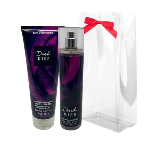 Bath & Body Works DARK KISS 2-piece Gift Set with a Red Bow for Holidays & Gifts - Fine Fragrance Mist & Ultimate Hydration Body Cream