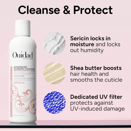 Ouidad Advanced Climate Control Defrizzing Shampoo 8.5 Fl Oz for Curly Hair – Sulfate-Free Moisture Lock