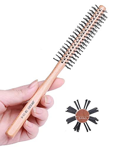 Mini Round Hair Brush Set - 2 Pack for Short & Thin Hair, Beard Styling