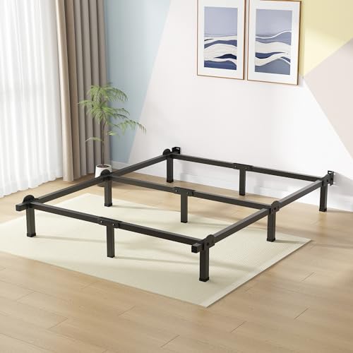 Superay Metal Bed Frame - Black King 8-Inch Bed Base with 9 Legs