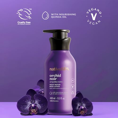 Nativa SPA by O Botic?rio, Orchid Noir Moisturizing Body Lotion, Fragranced Skin Hydration with Purified Quinoa Oil Drops, 13.5 Ounce (400ml)