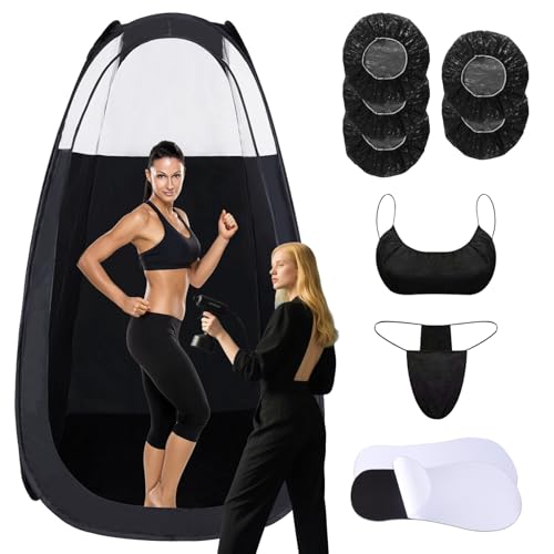 Black Large Spray Tan Tent Kit Portable Self Tanning Booth with Carry Bag Waterproof Floor