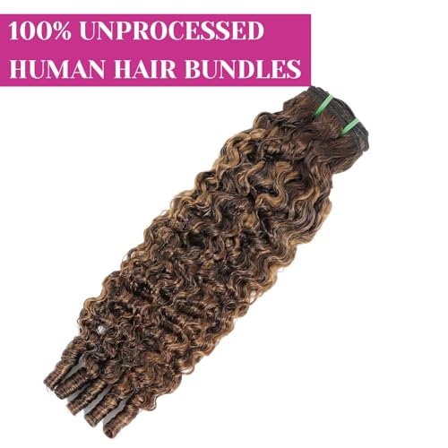 WRLYYEO Honey Blonde Ombre Burmese Curly Hair Bundles 22 Inch - Single Bundle
