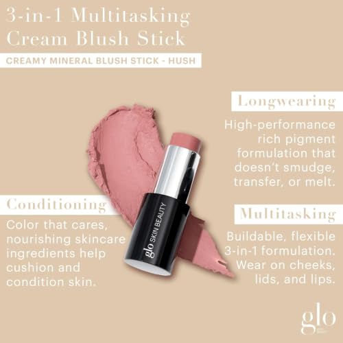 Glo Skin Beauty Cream Blush Stick 3-in-1 Cheek Lip & Eye - Hush 0.37oz