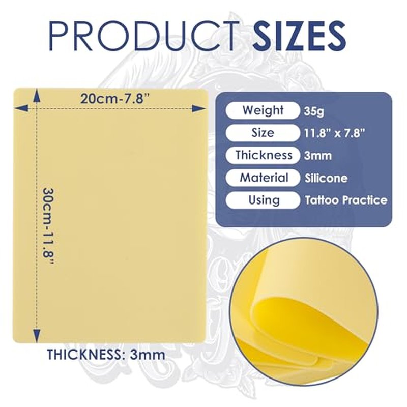 20pcs 3mm Tattoo Practice Skin with Transfer Paper,5PCS Thickness Tattoo Fake Skin Practice Kit Double Side and 15pcs Tattoo Stencil Paper for Tattoo Beginners Practice Tattoo Supplies