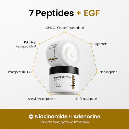 Coxir Intensive EGF Peptides Cream - Copper Peptide & 7-Peptide Complex, 1.69 Fl Oz