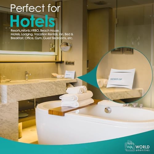 World Amenities Waterproof Shower Cap, Travel Size Hotel Amenities, Airbnb