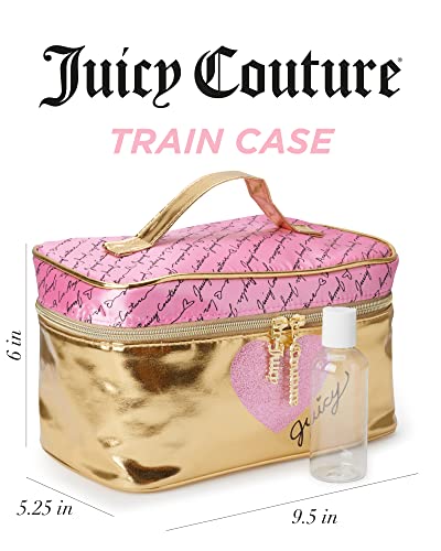 Gold Pink Makeup Bag with Shiny Finish - Travel Organizer for Cosmetics