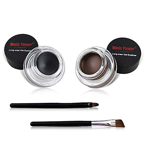 UCANBE 18 Color Eyeshadow Palette + 2 In 1 Black and Brown Gel Eyeliner Makeup Set,Matte Shimmer Metallic Glitter Eye Shadow Liner Cosmetics Gift Kit