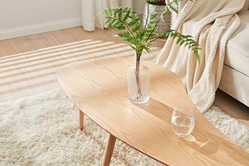 Natural Solid Wood Round Coffee Table with Removable Legs - WoJKod