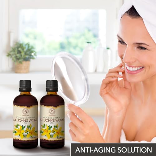 AROMATIKA St Johns Wort Oil 6.8 oz (2 x 3.4 fl oz) - Hypericum Perforatum Carrier Oil for Skin Hair & Body