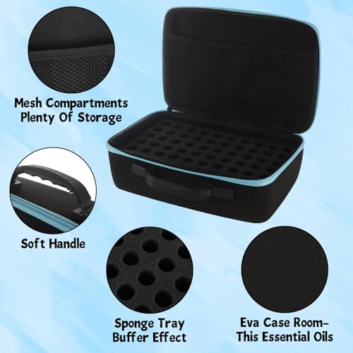STARVAST 120 Bottle EVA Essential Oil Storage Holder Organizer Carrying Case, Hard Shell Essential Oil Bag with Foam Insert and Carrying Handle Holds 5-15ml Bottles