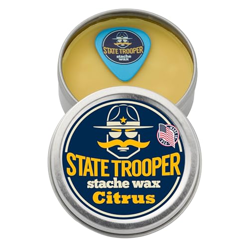 State Trooper Mustache Wax Medium Hold Citrus Scent 2 Ounce - Nourishing Grooming & Styling