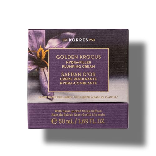 KORRES Golden Krocus Hydra-Filler Plumping Cream, Greek Saffron Face Moisturizer, Anti-Wrinkle Hydration Cream for Women & Men, Firming Day & Night Cream, Skin Care with Hyaluronic Acid, 1.69 fl oz