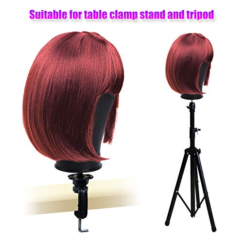 Bileaf 22 Inch Black Leather Canvas Mannequin Head with Stand for Wigs Making