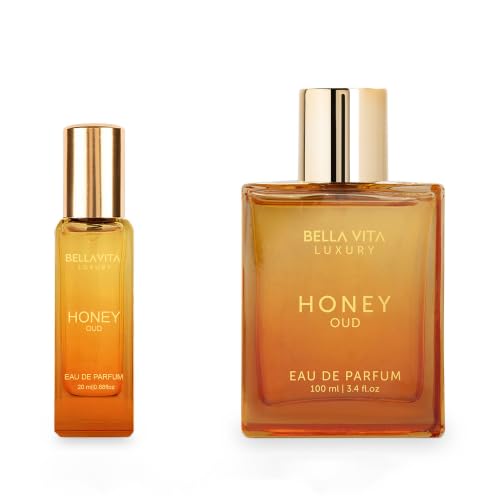 BellaVita Honey Oud Unisex Perfume 100ml & 20ml Long-Lasting Arabian Fragrance