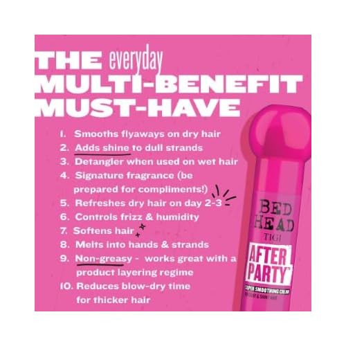 TIG Bed Head TIGI After Party Smoothing Cream 2 Pack Ultimate Frizz Control Hair Care Products for Smooth, Shiny Hair, Summer Fruit Medley Scent, 3.38 Oz Each