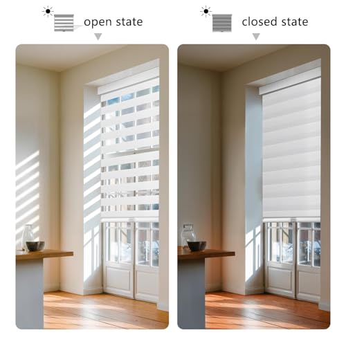 AOSKY Cordless Zebra Blinds for Indoor Windows 59x72 White - Light Control & Privacy