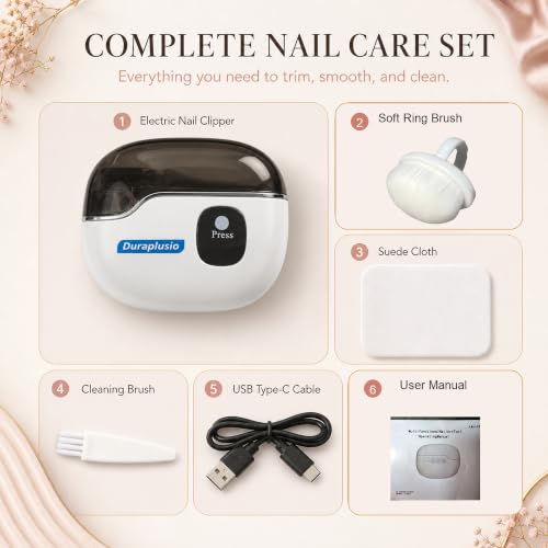 Electric Nail Clipper & Polisher with Safety Guard - Rechargeable Fingernail Care Device