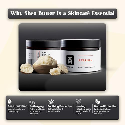 Kaeme.com Eternal Whipped Shea Body Butter For Whole Body, Hand, Hair, Face, For Women & Men,Restore, Nourish, Deep Moisturizer for Dry Skin,Handmade from Raw Organic Shea,Coconut Oil(10.5oz/300g jar)