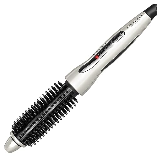 2nd Generation Hair Curler Straightening Brush - Ceramic Tourmaline Flat Curling Iron, 1 Inch Barrel, Anti-Scald, White