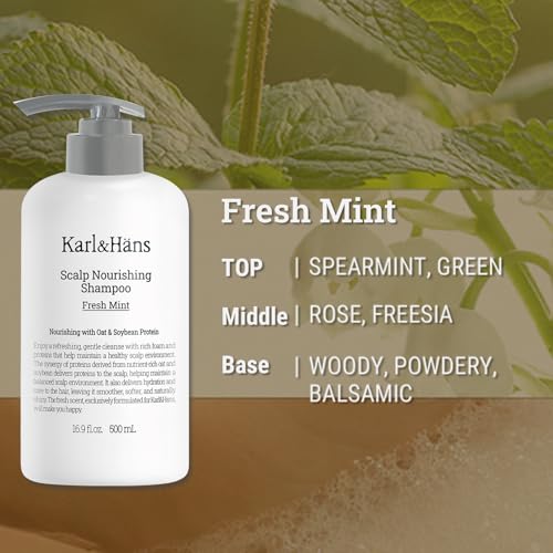Karl&Hans Scalp Shampoo with Oat & Soy Protein - Fresh Mint, 16.9 fl oz, Flake & Dandruff Relief