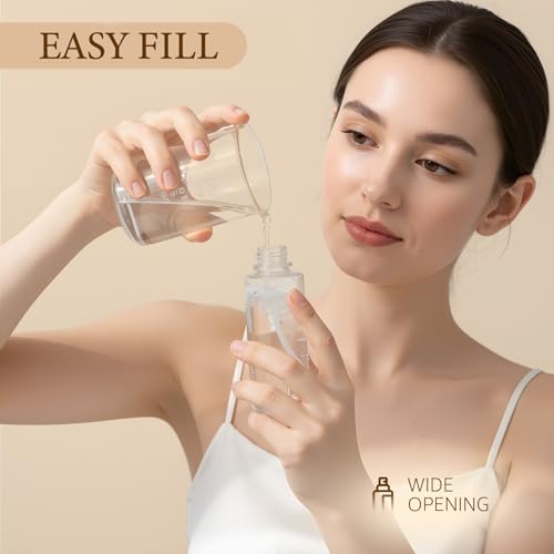 Eccliy 24 Pack Travel Spray Bottles 1.35oz/40ml Fine Mist Empty Spray Bottles Mini Leak Proof Refillable Plastic Bottle Set for Perfume Essential Oils Toners Rose Face Hair (Transparent)