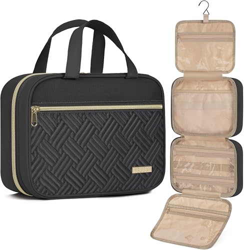 Large Water-Resistant Hanging Toiletry Bag for Travel - Black