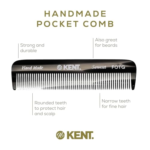6 Pack Fine Tooth Beard & Hair Comb - 4.5 Inch Handmade Pocket Travel Grooming Comb for Men & Women - Graphite