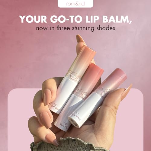 rom&nd Glasting Melting Balm Trio | Hydrating Lip Balm Set for Crystal Shine & Vivid Daily Colors | Non-Sticky, Gentle Formula for Plump, Dewy Lips | #05 Nougat Sand, #06 Kaya Fig, #07 Mauve Whip